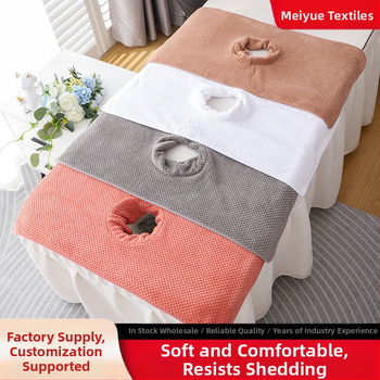 Grožio salono rankšluosčių komplektas su skylute masažo stalui ir veido pagalvėlei, Coral fleece 150D, aukštas/žemas pluoštas, logotipo pritaikymas