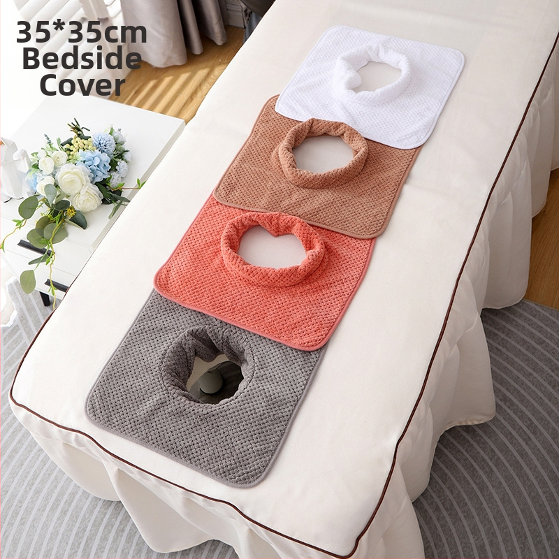 Grožio salono rankšluosčių komplektas su skylute masažo stalui ir veido pagalvėlei, Coral fleece 150D, aukštas/žemas pluoštas, logotipo pritaikymas