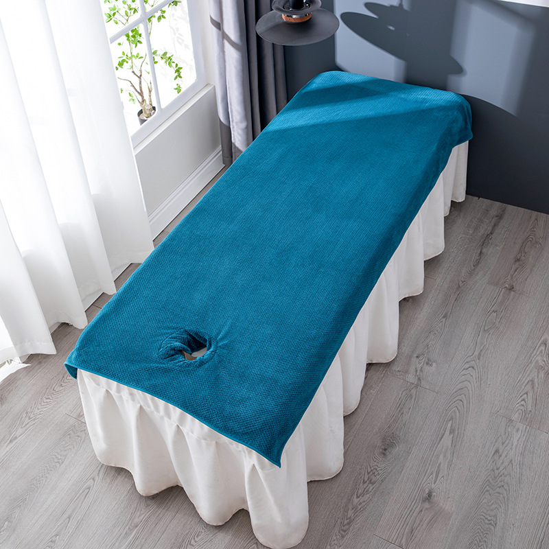 Grožio salono rankšluosčių komplektas su skylute masažo stalui ir veido pagalvėlei, Coral fleece 150D, aukštas/žemas pluoštas, logotipo pritaikymas