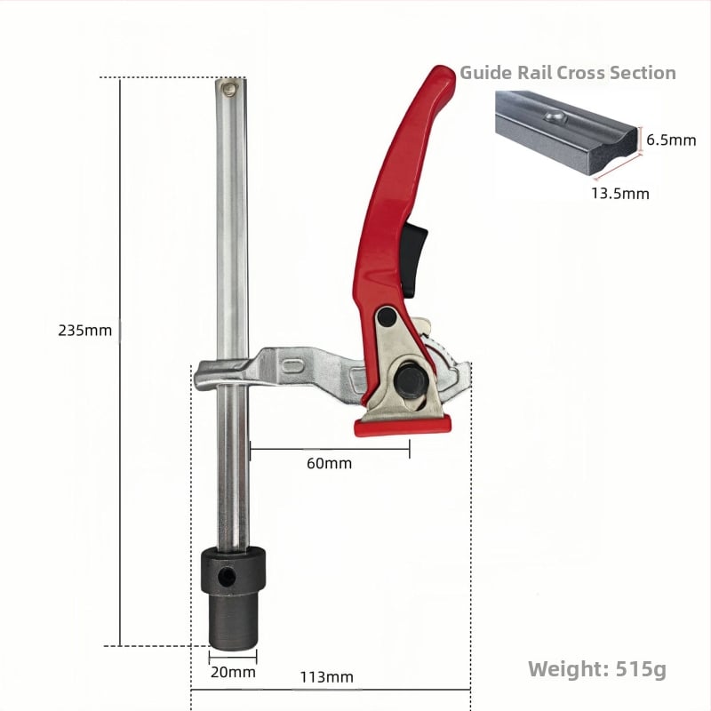 F-образна зажимна клипса за заваръчни и дървообработващи маси — 3D гъвкава платформа, бързо фиксиране, материал: хром ванадий стомана, тегло 0.5 кг