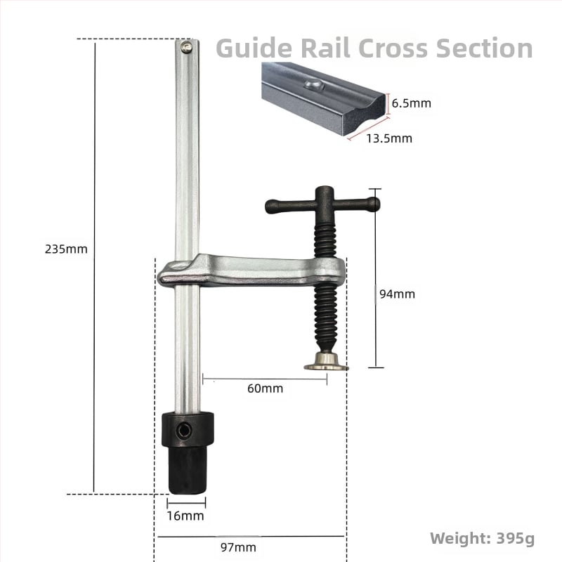 F-образна зажимна клипса за заваръчни и дървообработващи маси — 3D гъвкава платформа, бързо фиксиране, материал: хром ванадий стомана, тегло 0.5 кг