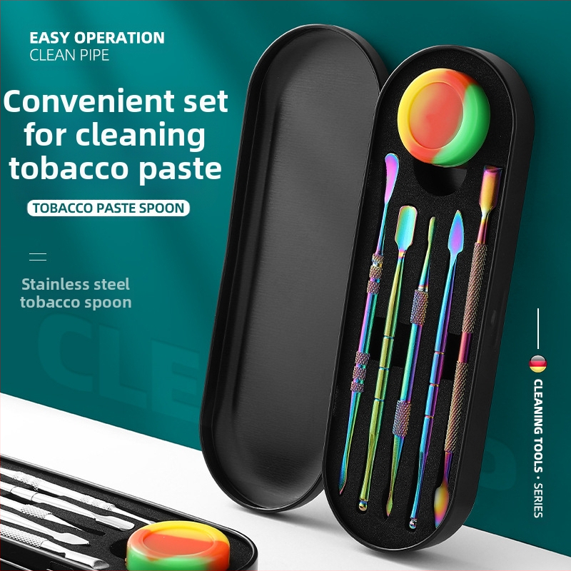 Nerūdijančiojo plieno vamzdžių valymo komplektas su drožybos įrankiais, dydis 17.7 × 6 × 1.8 cm, svoris apie 143 g; logotipo spausdinimas ir privataus prekinio ženklo galimybė