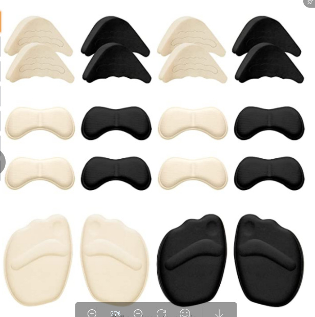 Priekinio pado komplektas: priekinė padas, kulno lipdukas ir piršto kamštis iš kvėpuojančios putos