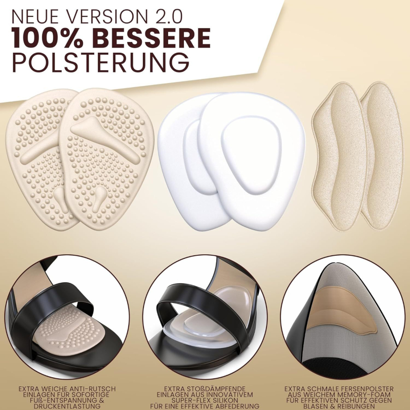 Priekinio pado komplektas: priekinė padas, kulno lipdukas ir piršto kamštis iš kvėpuojančios putos