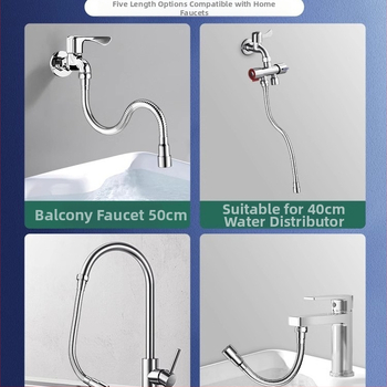 Čiaupo išplėtimo adaptorius su purslų apsauga – 360° sukimas, nerūdijantis plienas, keraminių diskų vožtuvas (Modelis Aerator; tinkamas virtuvės čiaupui)