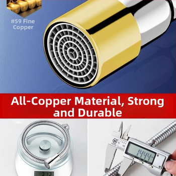 Čiaupo išplėtimo adaptorius su purslų apsauga – 360° sukimas, nerūdijantis plienas, keraminių diskų vožtuvas (Modelis Aerator; tinkamas virtuvės čiaupui)