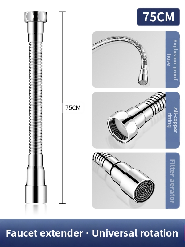 Čiaupo išplėtimo adaptorius su purslų apsauga – 360° sukimas, nerūdijantis plienas, keraminių diskų vožtuvas (Modelis Aerator; tinkamas virtuvės čiaupui)
