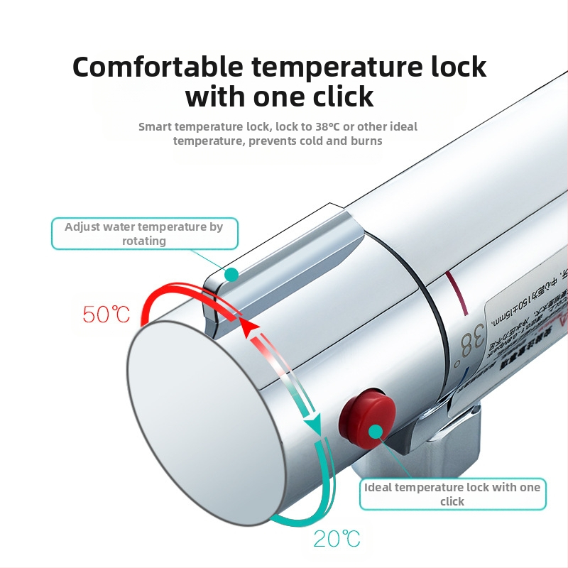 Термостатичен душов клапан - меден корпус, стенен монтаж, 20–55°C, 1.0–5 кг, термостатично ядро и керамично ядро на клапана
