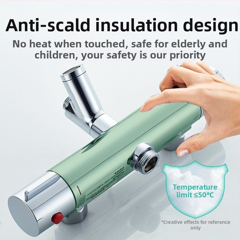 Термостатичен душов клапан - меден корпус, стенен монтаж, 20–55°C, 1.0–5 кг, термостатично ядро и керамично ядро на клапана