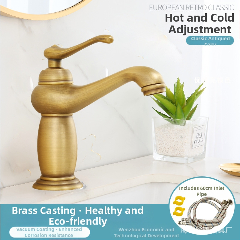 Europos stiliaus praustuvo maišytuvas, varinis korpusas, keraminis vožtuvo korpusas, 8 mm įvadas/išvadas, keliamasis veikimas