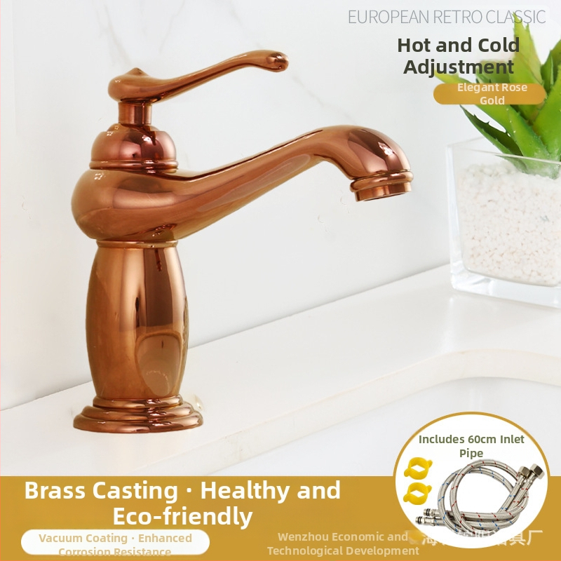 Europos stiliaus praustuvo maišytuvas, varinis korpusas, keraminis vožtuvo korpusas, 8 mm įvadas/išvadas, keliamasis veikimas