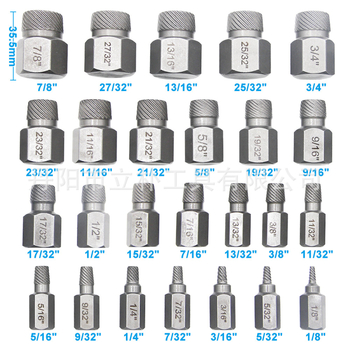 Комплект екстрактори за счупени винтове, британски стандарт, мулти-сплайн дизайн, стомана 40Cr-V