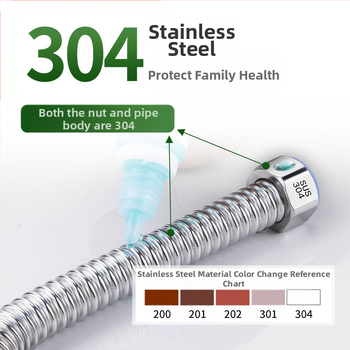 Nerūdijančio plieno gofruotas vandens įvado vamzdelis WC ir boileriui, sriegis G1/2, 1,6 MPa, -20–200°C