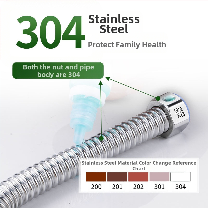 Nerūdijančio plieno gofruotas vandens įvado vamzdelis WC ir boileriui, sriegis G1/2, 1,6 MPa, -20–200°C