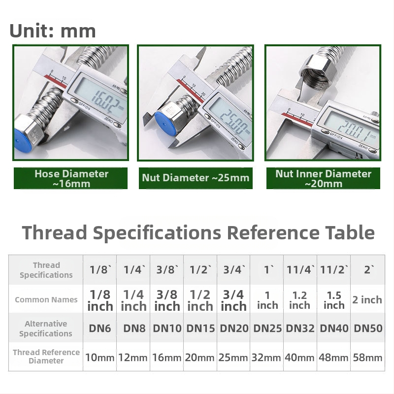 Nerūdijančio plieno gofruotas vandens įvado vamzdelis WC ir boileriui, sriegis G1/2, 1,6 MPa, -20–200°C