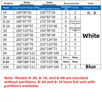 Κουτί αποθήκευσης γραφείου με μικρά συρτάρια – διαφανές σώμα, 18 L, πλαστικό, μοντέλο 1-8# B σειρά, αφαιρούμενα συρτάρια