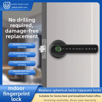 Vidaus piršto atspaudo elektroninis spynos medinėms durims, su slaptažodžiu, sferinė rankenėlė, modelis 130/190, DC maitinimas