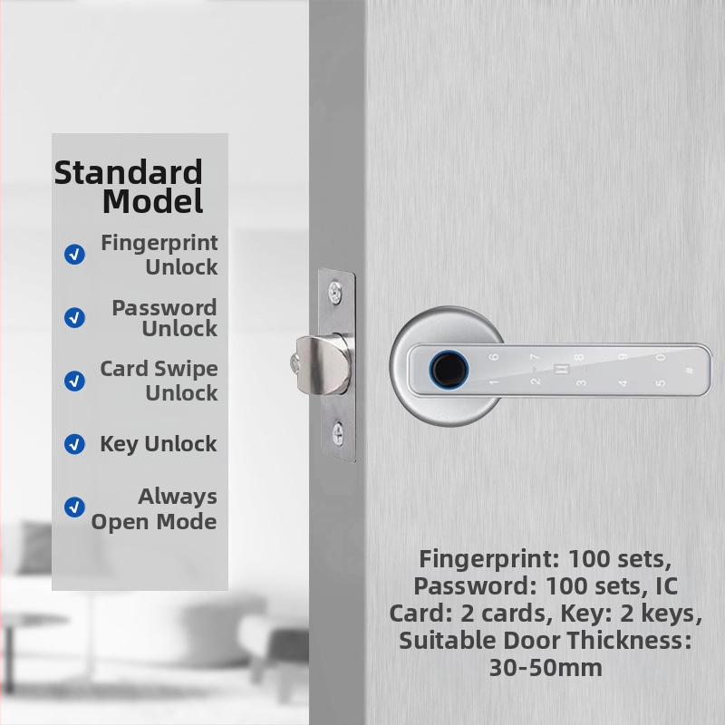 Vidaus piršto atspaudo elektroninis spynos medinėms durims, su slaptažodžiu, sferinė rankenėlė, modelis 130/190, DC maitinimas
