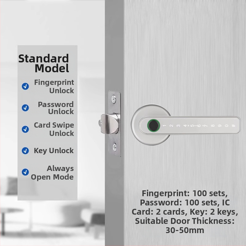 Vidaus piršto atspaudo elektroninis spynos medinėms durims, su slaptažodžiu, sferinė rankenėlė, modelis 130/190, DC maitinimas