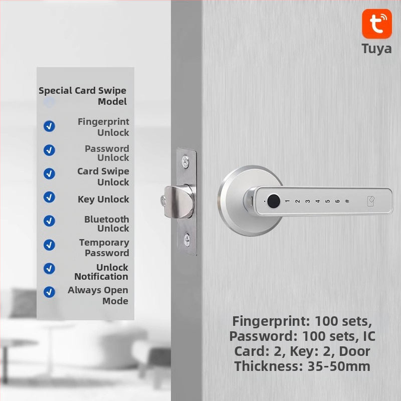 Vidaus piršto atspaudo elektroninis spynos medinėms durims, su slaptažodžiu, sferinė rankenėlė, modelis 130/190, DC maitinimas