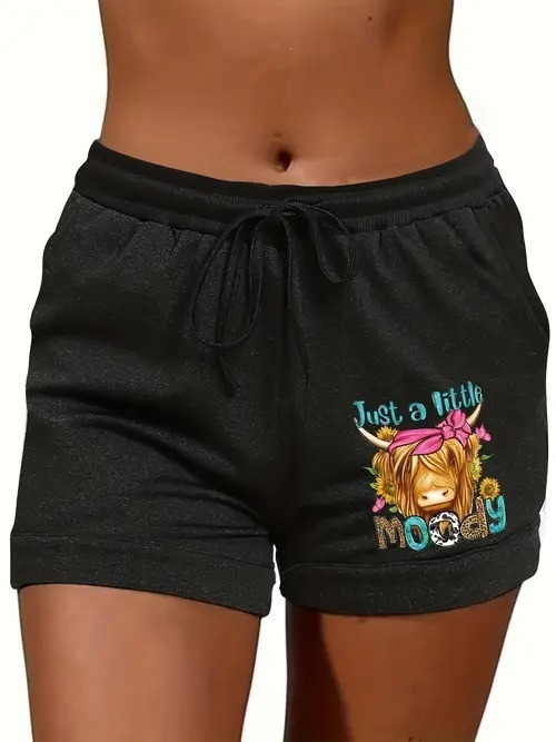 Ženske ljetne kratke hlače s otiskom, opušteni stil — poliester 70–80%, materijal imitacija pamuka, elastičan pojas, duljina pet