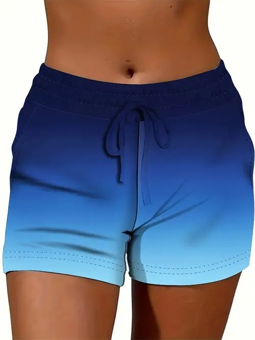 Ženske ljetne kratke hlače s otiskom, opušteni stil — poliester 70–80%, materijal imitacija pamuka, elastičan pojas, duljina pet