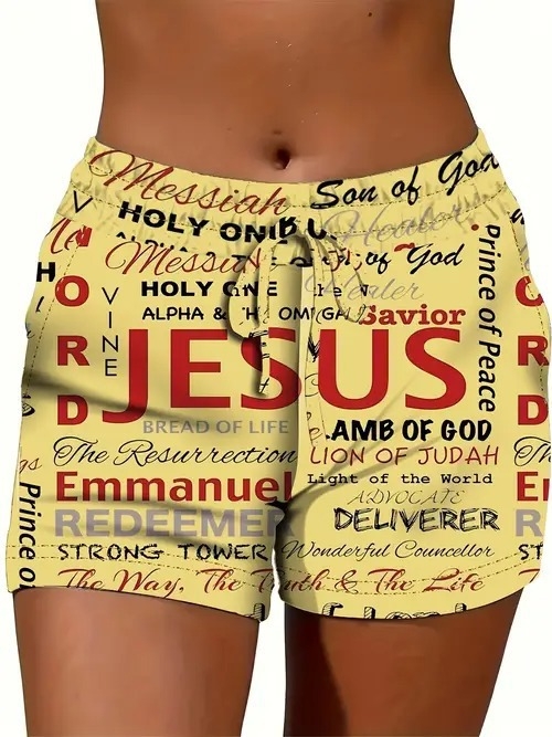 Ženske ljetne kratke hlače s otiskom, opušteni stil — poliester 70–80%, materijal imitacija pamuka, elastičan pojas, duljina pet