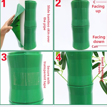 Σετ διακόσμησης σωλήνων: πλαστικός διακοσμητικός σε στυλ μπαμπού με ψεύτικα κλαδιά φυτών για αποχέτευση και θέρμανση