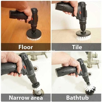 Ηλεκτρική βούρτσα καθαρισμού με κεφαλή τρυπανιού — πολυλειτουργική μεταλλική βούρτσα καθαρισμού για χαλιά, καναπέ, πλακάκια και δάπεδο