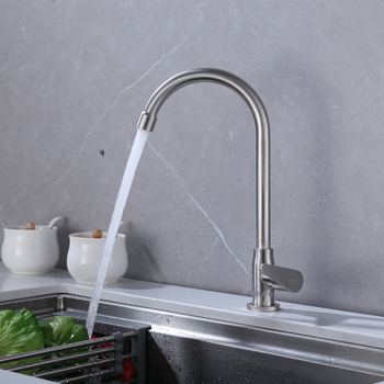 Konyhai mosogatócsap 8072, rozsdamentes acél, menetes csatlakozás, kerámiás patron, egyetlen hideg áramlás, forgatható fej