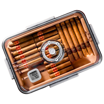 Κουτί πούρων – πλαστική κατασκευή, μη εισαγόμενο, με εκτυπωμένο λογότυπο, χωρίς δυνατότητα προσαρμογής