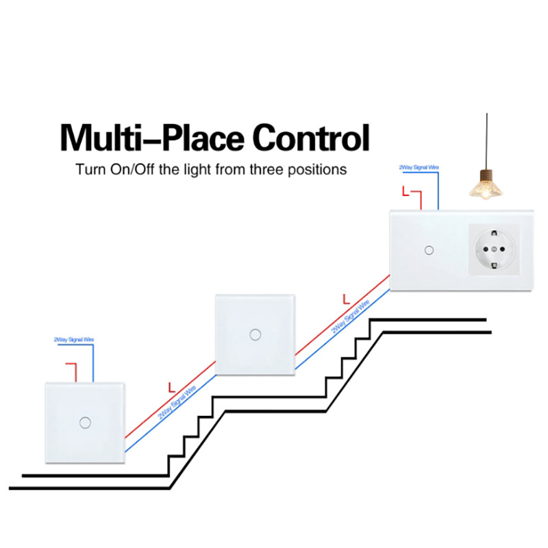 Europos standarto 86/157 dvigubo valdymo jungiklis ir lizdas, apvali grūdinto stiklo panelis, 16A, 100–240V