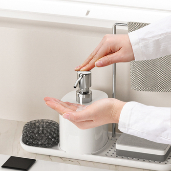 Κουζίνας ράφι αποθήκευσης με νάιλον δοχείο σαπουνιού για κατσαρόλες και μπολ, απορροφά νερό