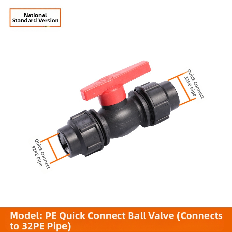 PE тръбни фитинги с бързо свързване, тройник, ъгъл и съединител с клапан; материал PE; дебелина на стената 3.0 мм; клас 80