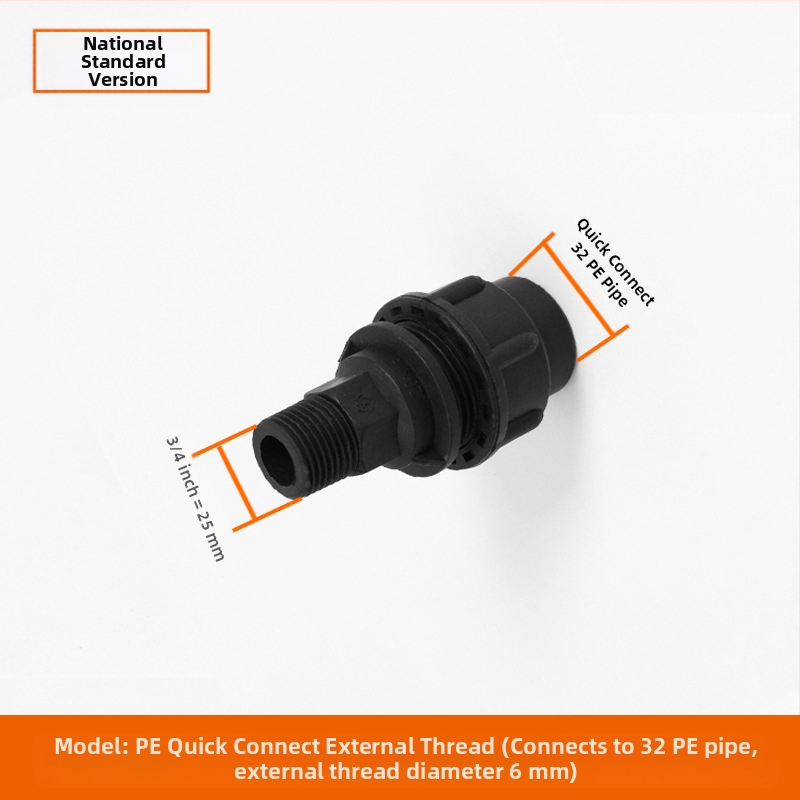 Φιτίνγκ για σωληνες PE με γρήγορη σύνδεση, Τ-σωληνας, γωνία, ένωση και βαλβίδα; υλικό PE; πάχος τοιχώματος 3.0 mm; τάξη 80