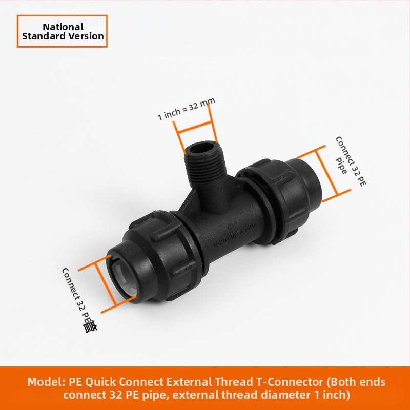Φιτίνγκ για σωληνες PE με γρήγορη σύνδεση, Τ-σωληνας, γωνία, ένωση και βαλβίδα; υλικό PE; πάχος τοιχώματος 3.0 mm; τάξη 80
