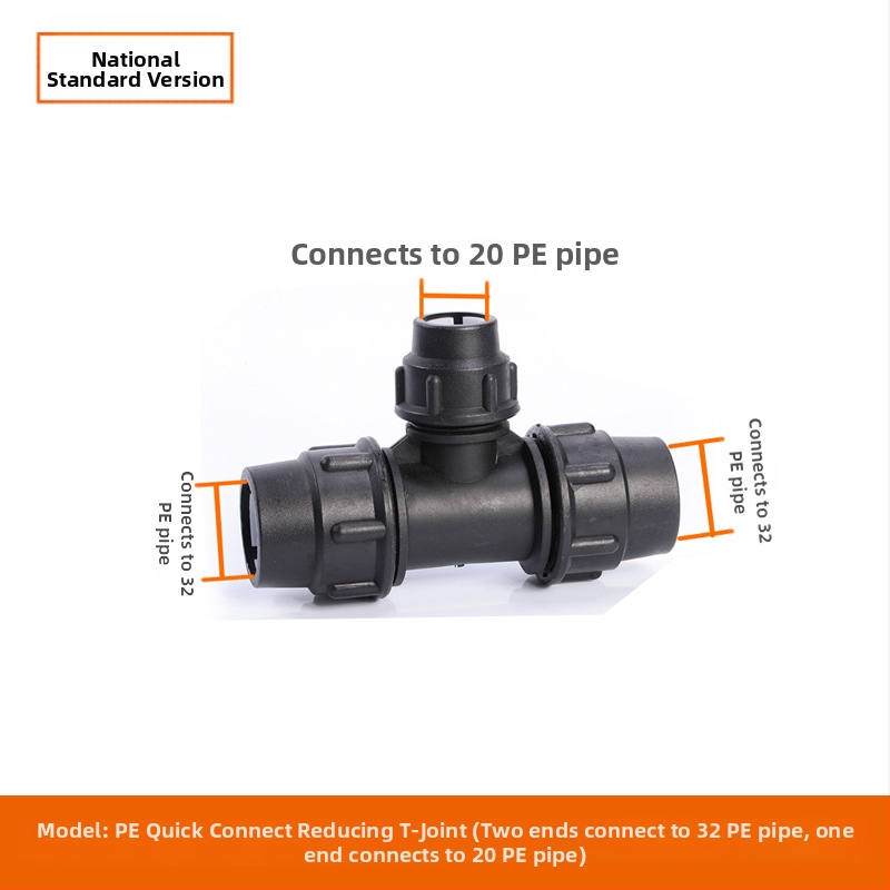Φιτίνγκ για σωληνες PE με γρήγορη σύνδεση, Τ-σωληνας, γωνία, ένωση και βαλβίδα; υλικό PE; πάχος τοιχώματος 3.0 mm; τάξη 80