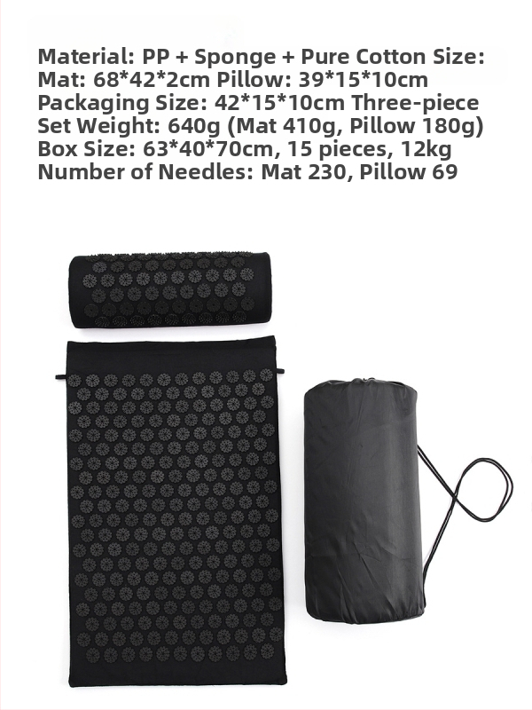 Комплект от 3 части: акупресия мат и йога мат - материали: PP, пяна, чист памук