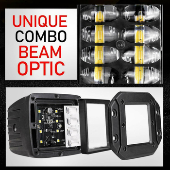 Φωτιστικό LED spot αυτοκινήτου, 24W, 6D τετράγωνο, υψηλός φωτισμός, 12-24V, 5000 lm, 6000K