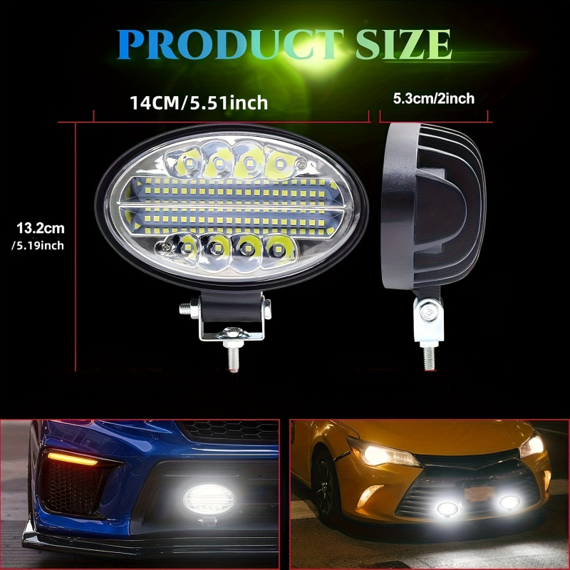 LED automobilio darbo šviesa, ovalinės formos, 144W, DC12-24V, 1600 lm