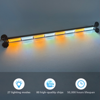 LED φως με βεντούζα παρμπρίζ αυτοκινήτου, 80 LED, έκτακτη προειδοποίηση, 12-24V, υλικό αλουμίνιο + PC