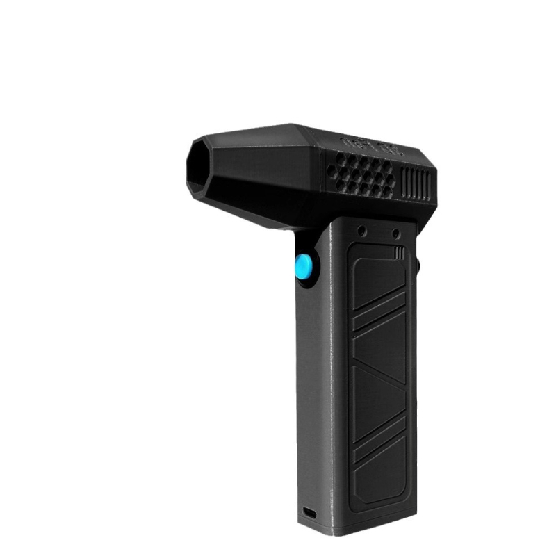 Rankinis turbininis ventiliatorius su be šepetėlių motoru, įmontuota 4000 mAh baterija, bepakopė greičio kontrolė, triukšmas 37–45 dB, baterijos veikimo laikas 1–3 valandos