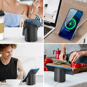 AhaStyle MagSafe настолен държач за iPhone 12–16, алуминиева сплав + силикагел, модел PT134