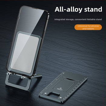 MK Десктоп поставка за телефон — ултра тънка, сгъваема алуминиева сплав, нехлъзгаща се, компактна