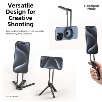 Телефонна стойка с планинска катарама, преносима фотостойка и трипод, MagSafe съвместим, алуминиева сплав със силиконови магнитни елементи
