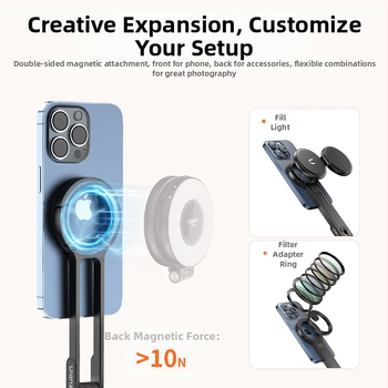 Телефонна стойка с планинска катарама, преносима фотостойка и трипод, MagSafe съвместим, алуминиева сплав със силиконови магнитни елементи