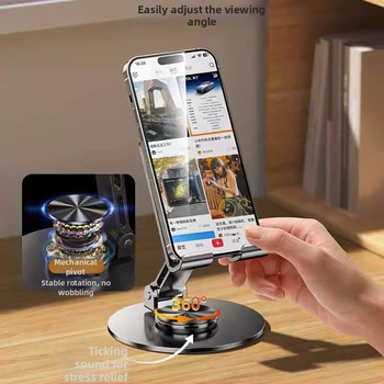 Десктоп държач за телефони и таблети, цял метален, сгъваем и въртящ се, ленив държач