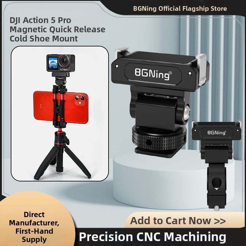 Magnetski brzi otpuštajući držač za sportsku kameru, kompatibilan s DJI Action 5 Pro/4/3/2, aluminijska legura, s slotom za cold shoe