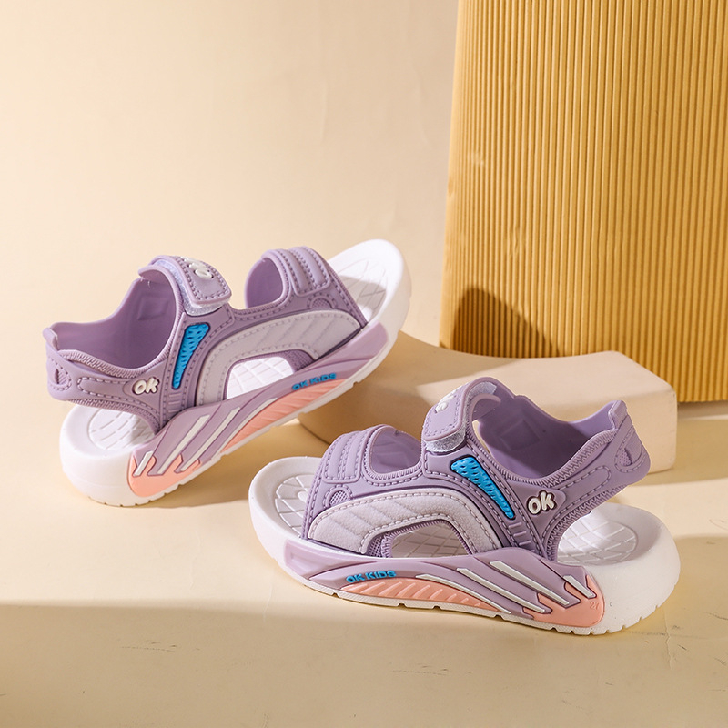 Cartoon mintájú gyerek strandpapucs, PVC felső és talp, Velcro-zárás, 1–12 éveseknek