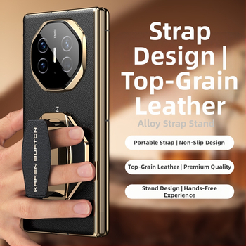 Телефонен държач с кожена гривна за китката и залепваща за гърба поставка — двуфункционална настолна/нощна стойка за Android и iPhone, естествена кожа